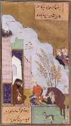 unknow artist Young Sultan Mahmud of Ghazni visits a Hermit Note the sultan-s horse and his dog. painting